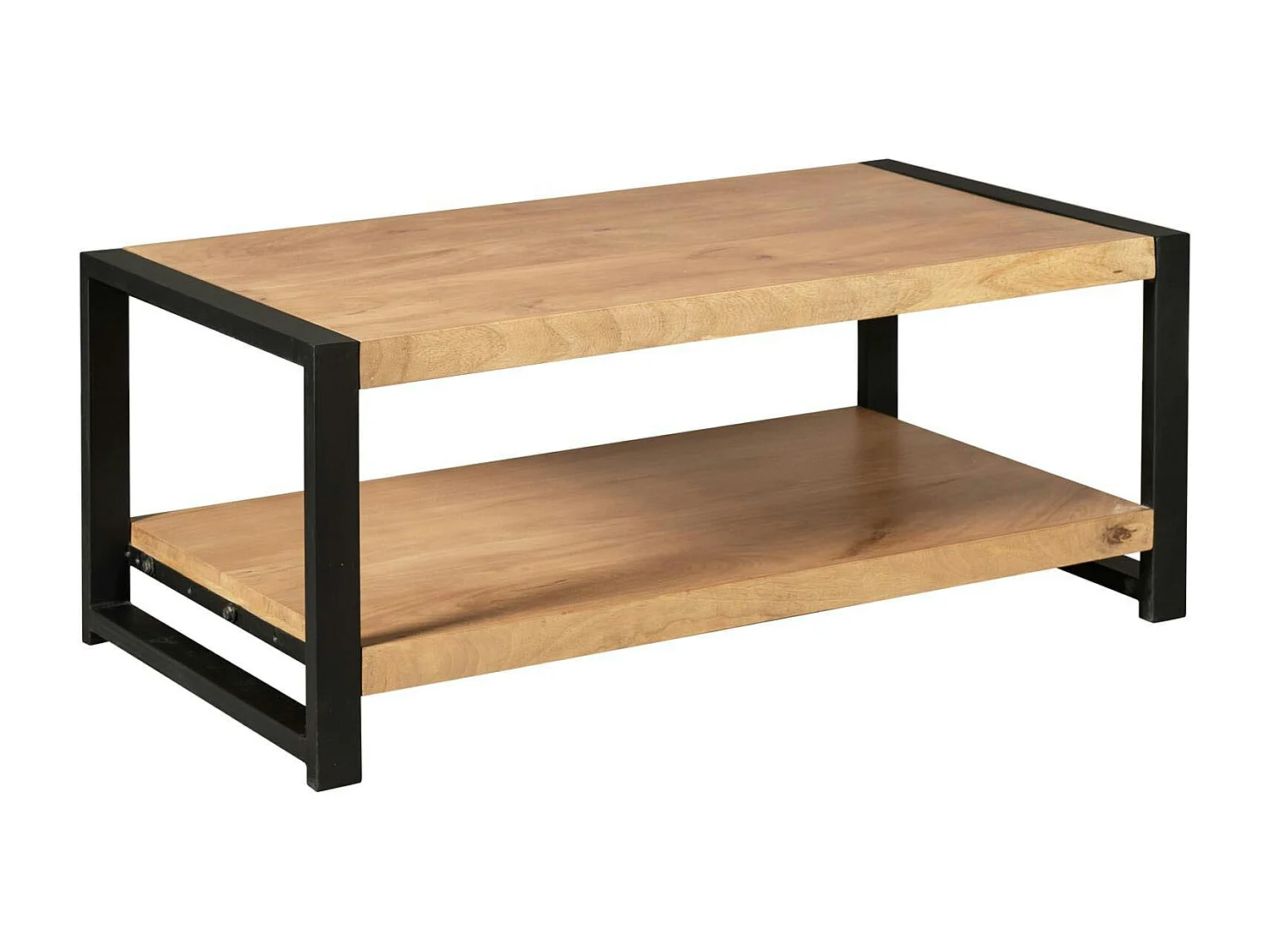Table basse double plateau bois clair métal noir MILORA