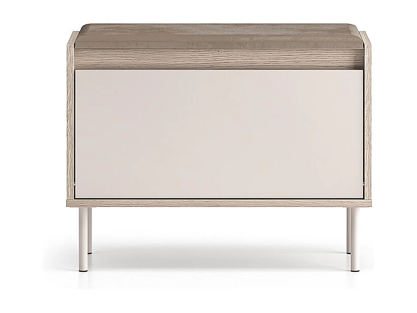 1-door Alos Cashmere and Wood entrance cabinet with coat rack and shoe bench