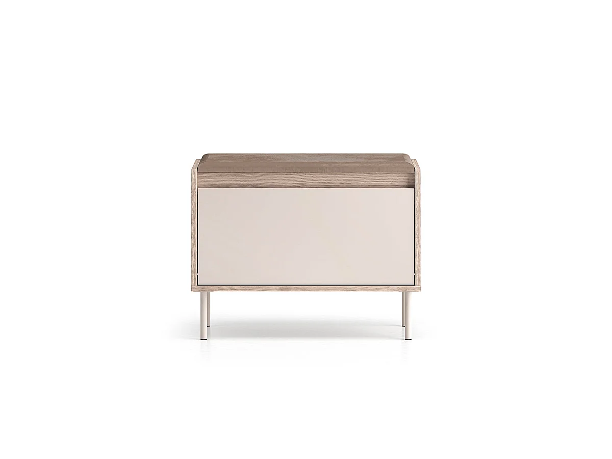 1-door Alos Cashmere and Wood entrance cabinet with coat rack and shoe bench