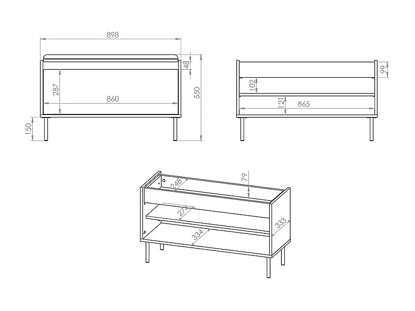 Móvel de entrada comprido de 1 porta Alos Cashmere e Madeira com bengaleiro e banco para sapatos