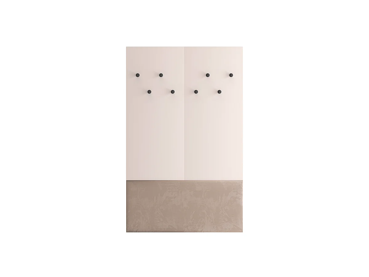 Meuble entrée porte-manteau et banc à chaussures long 1 porte Alos Cachemire et Bois