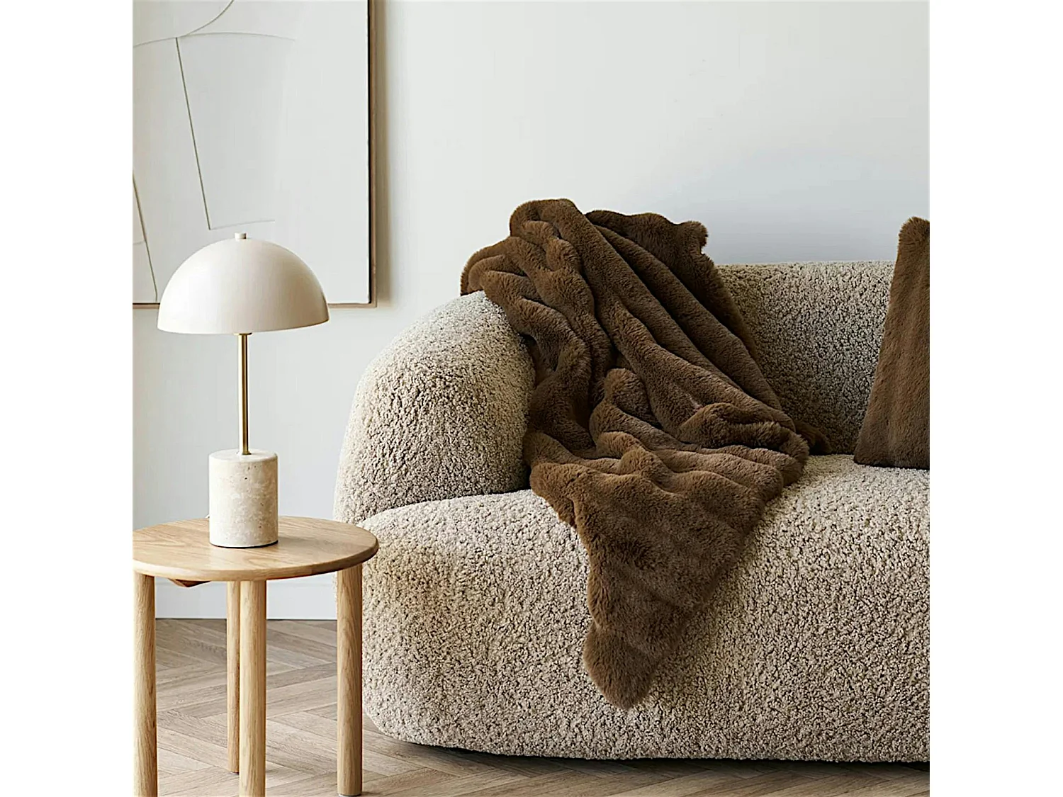 Plaid fausse fourrure marron FALLON