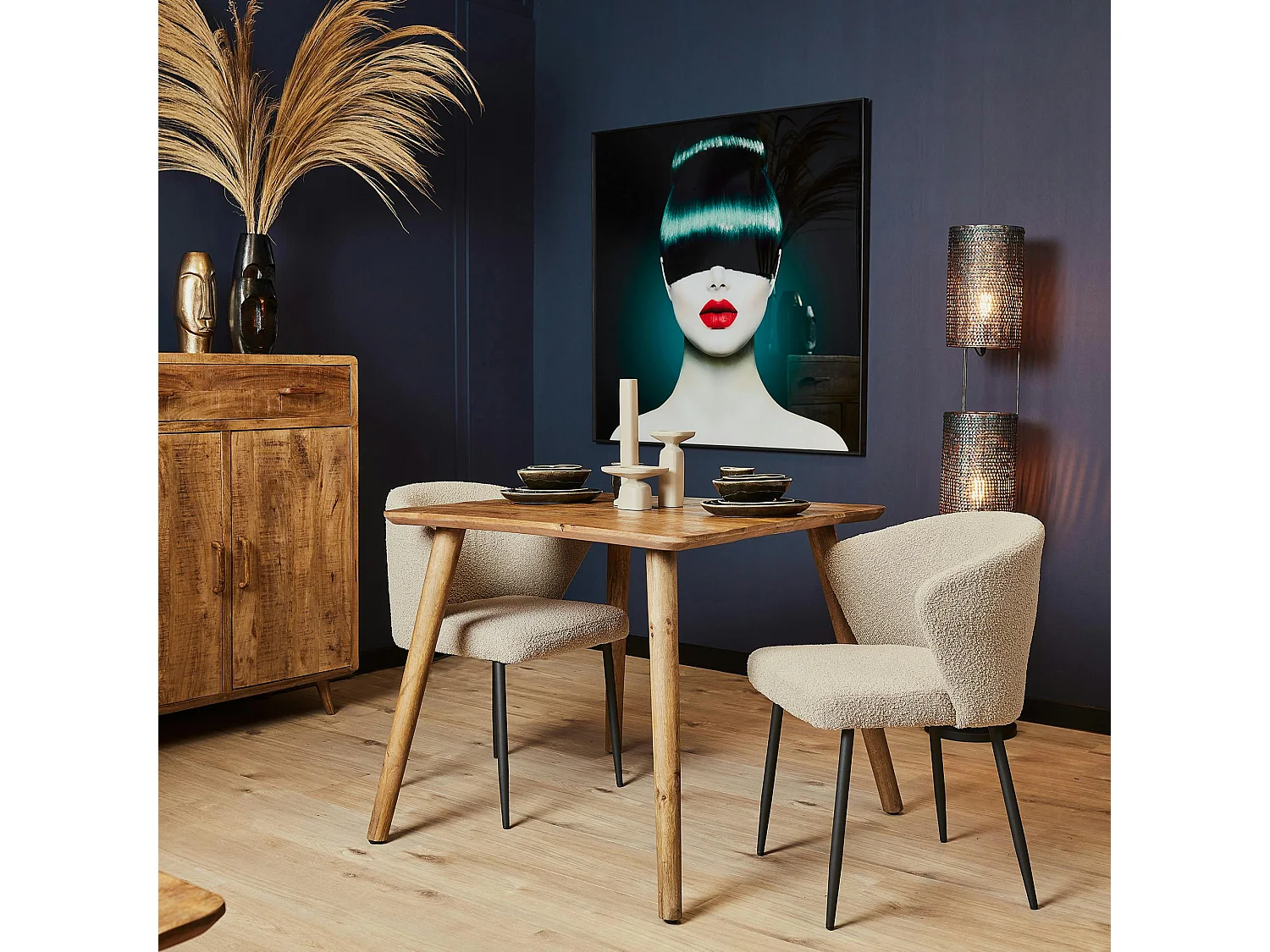 Table de cuisine carrée 2 à 4 personnes en bois 90 cm ALMA