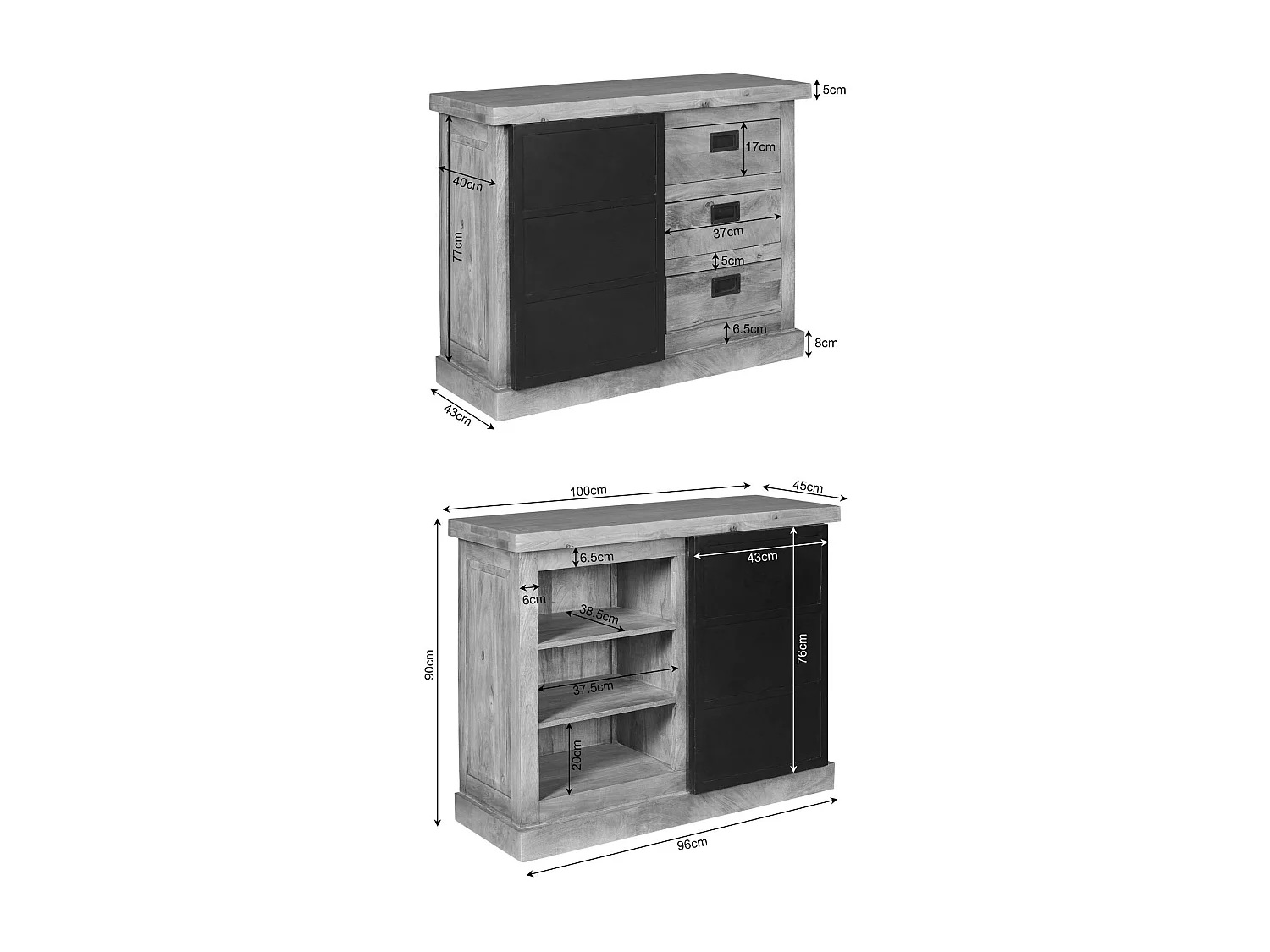 Commode industrielle moderne à porte coulissante CEYLAN