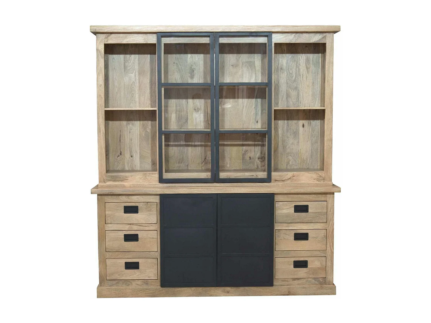 Vaisselier industriel moderne à portes coulissantes 200 cm CEYLAN