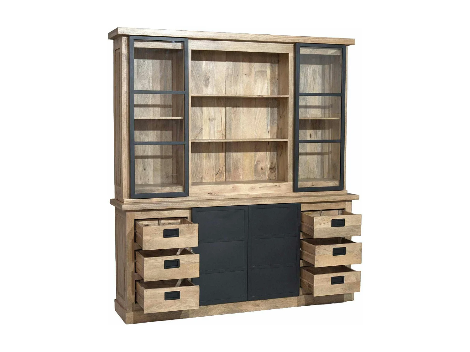 Vaisselier industriel moderne à portes coulissantes 200 cm CEYLAN