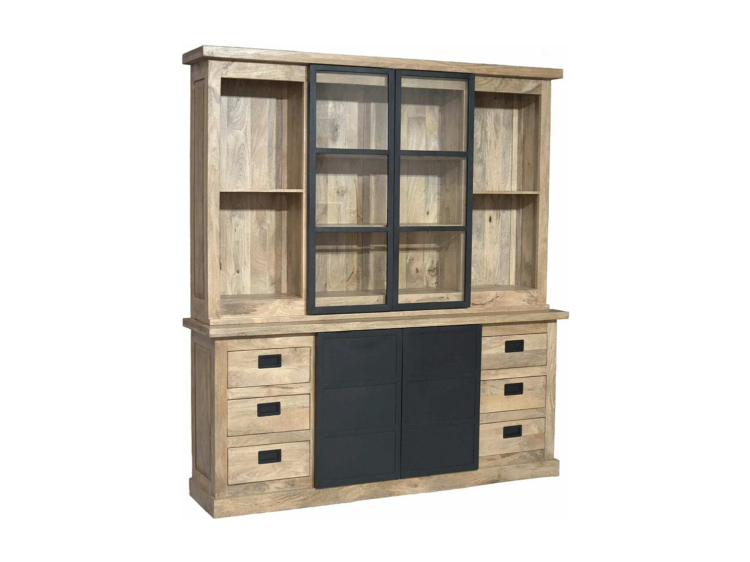 Vaisselier industriel moderne à portes coulissantes 200 cm CEYLAN