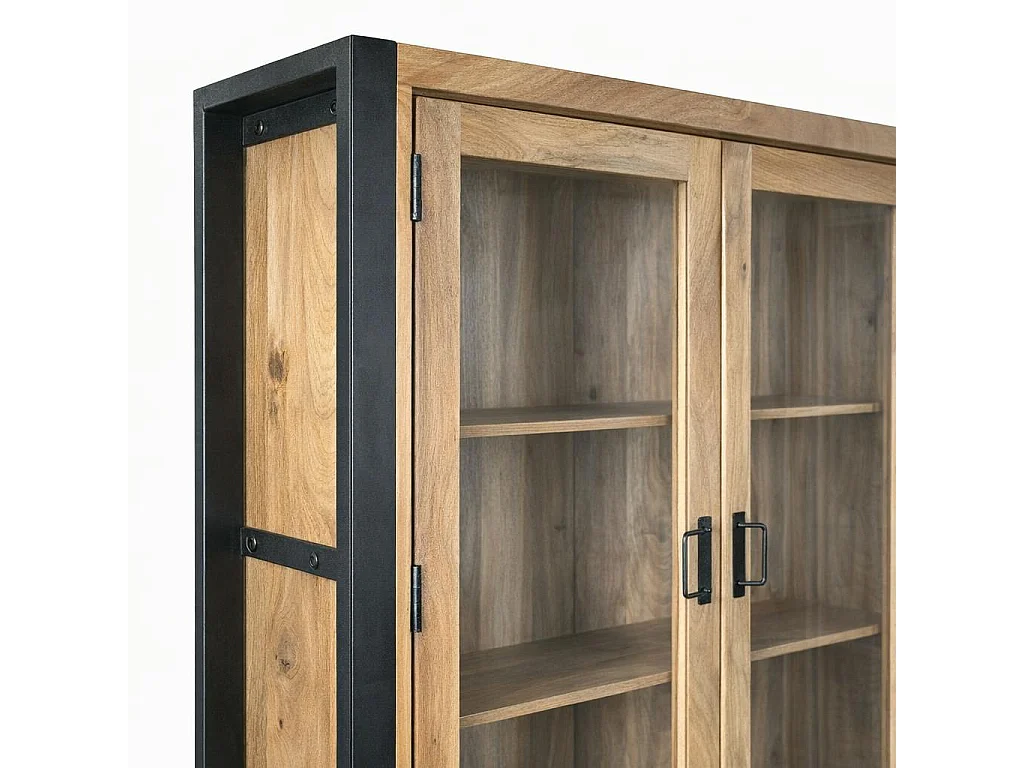 Vaisselier XXL bois clair métal noir 8 portes MILORA