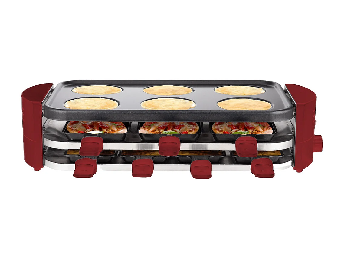 Multifunktionaler Raclette-Grill Little Balance für 8 Personen mit 6 Zonen für Pizza & Crêpes, 1600W, PFAS-freie Antihaftbeschichtung