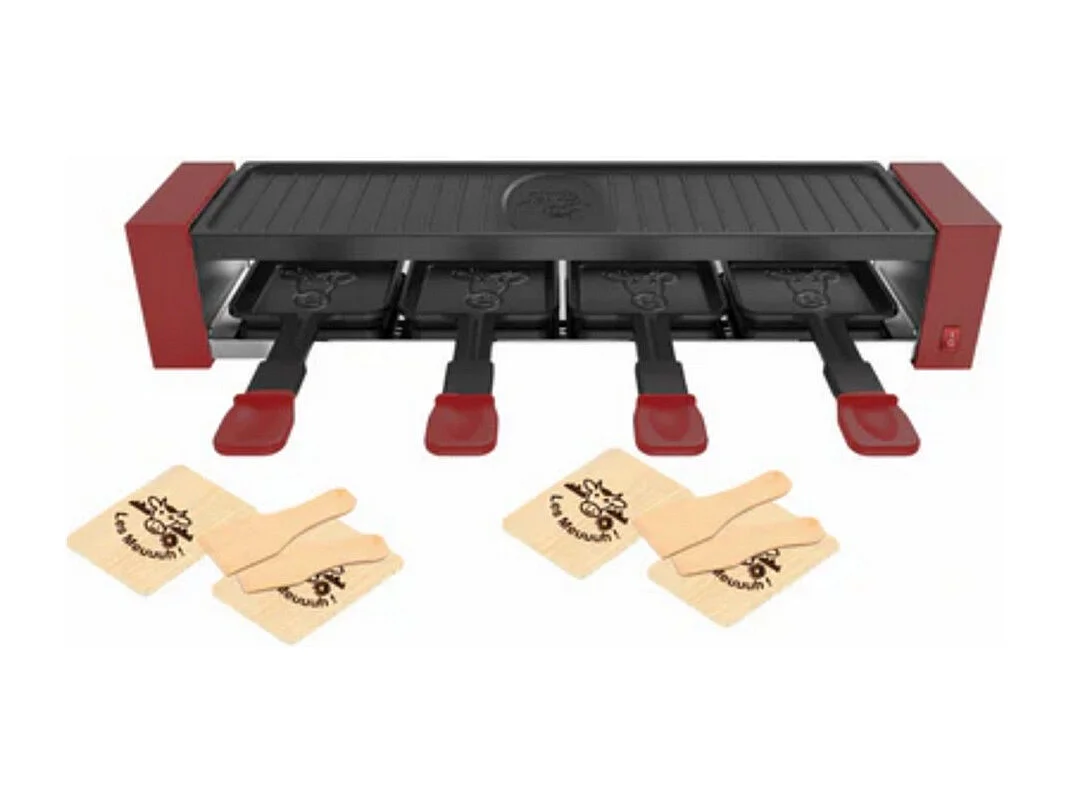 Raclette- und Grillgerät Little Balance 800W für 4 Personen - Antihaft-Oberfläche 50 cm, Cool Touch Pfännchen