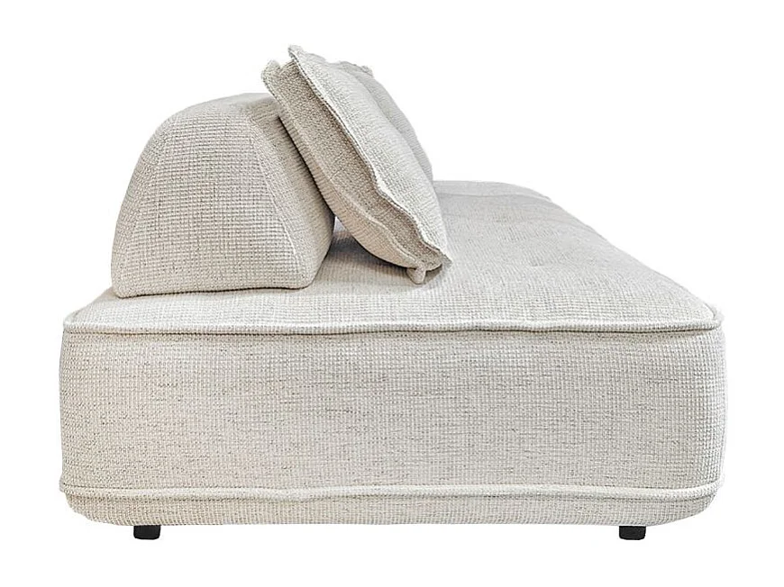 Canapé modulable 6 places dossiers amovibles tissu chiné écru - GAELLE