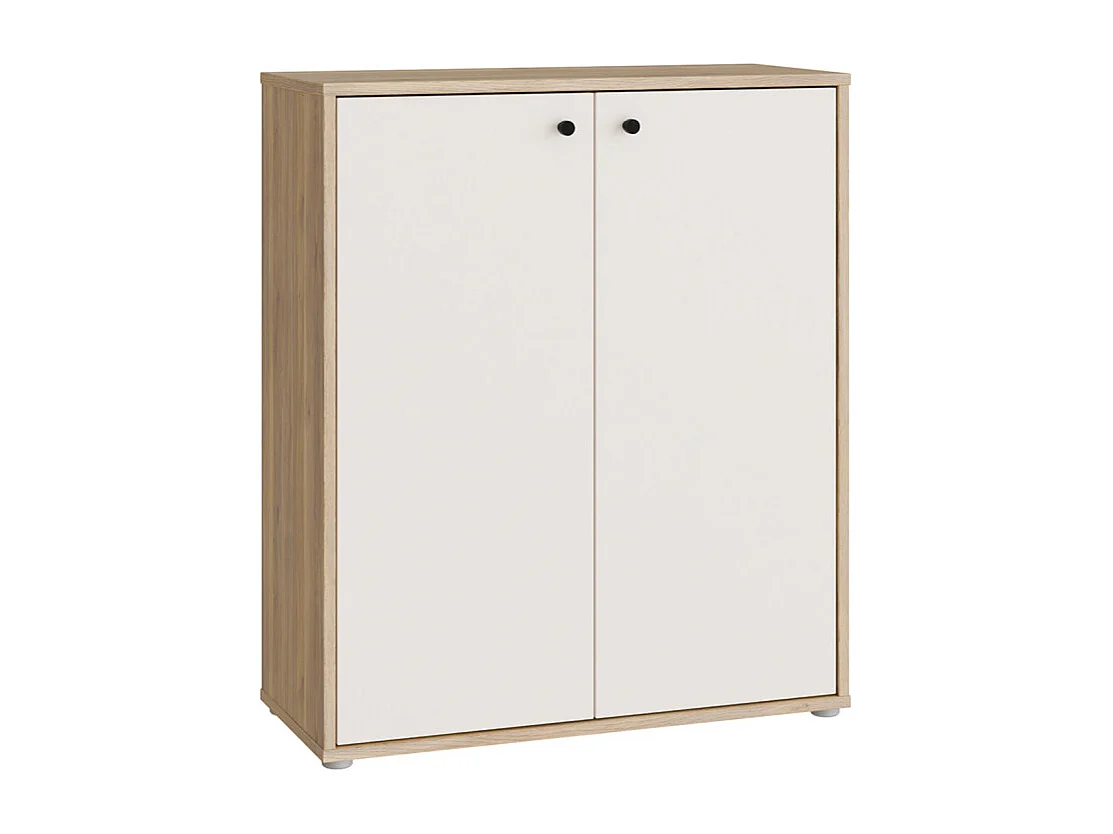 Armoire à chaussures H. 98 cm décor bois de chêne et sable - TIAGO