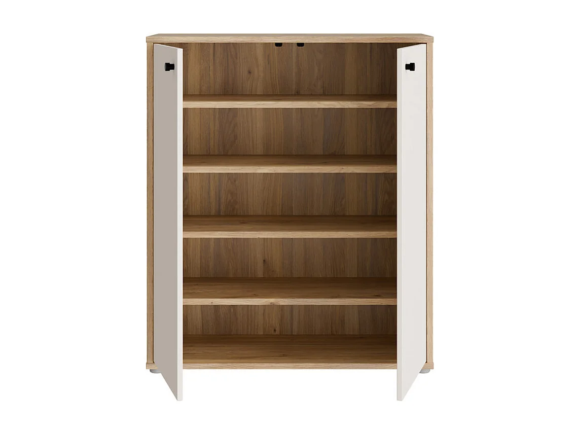 Armoire à chaussures H. 98 cm décor bois de chêne et sable - TIAGO