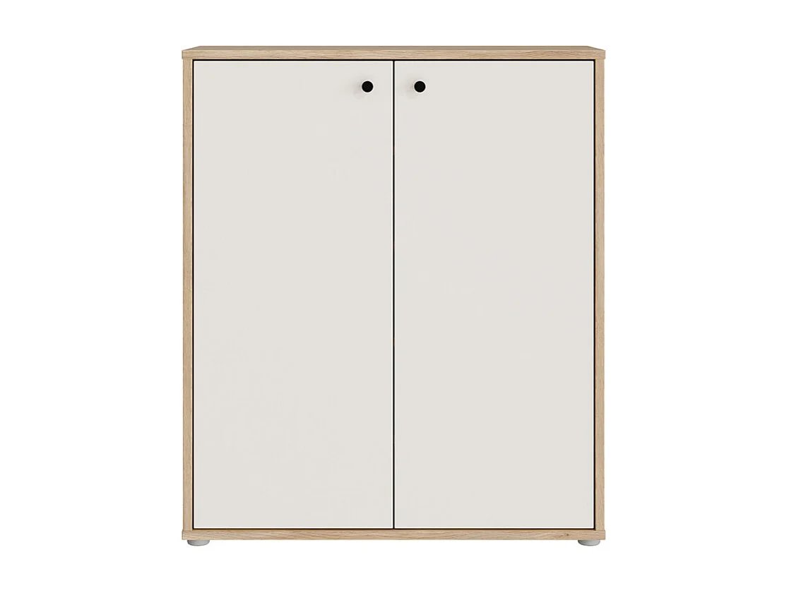 Armoire à chaussures H. 98 cm décor bois de chêne et sable - TIAGO