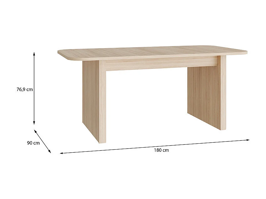 Table à manger extensible 180/230 cm décor bois coins arrondis – FREYA