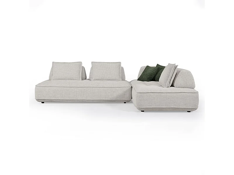 Canapé modulable 4 places dossiers amovibles tissu chiné écru - GAELLE