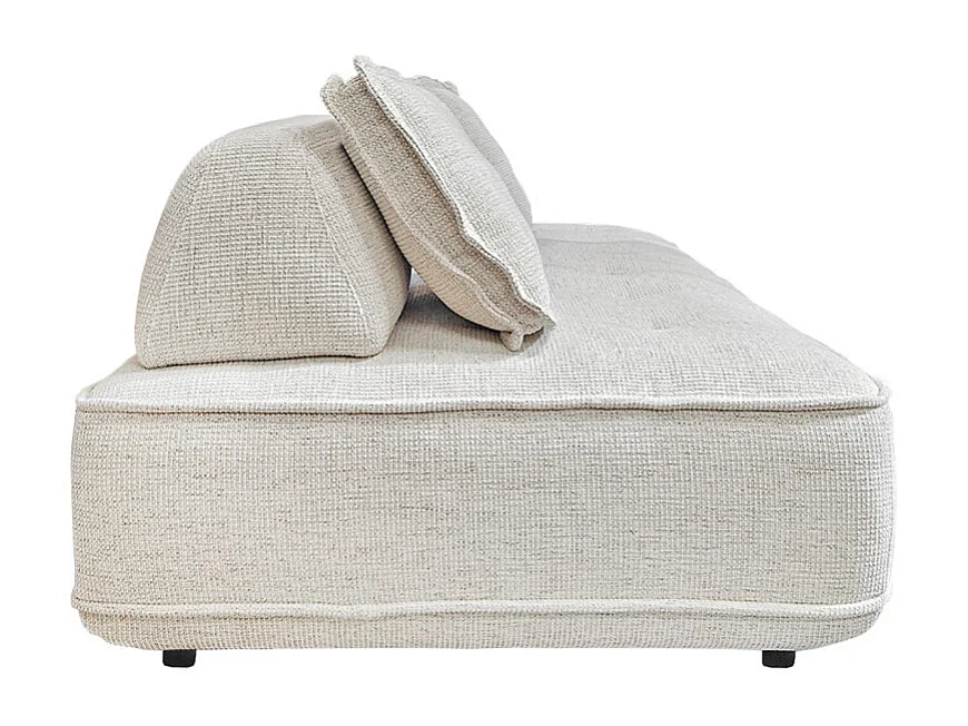 Canapé modulable 4 places dossiers amovibles tissu chiné écru - GAELLE