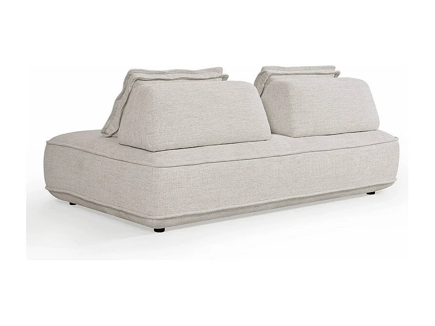 Canapé modulable 4 places dossiers amovibles tissu chiné écru - GAELLE