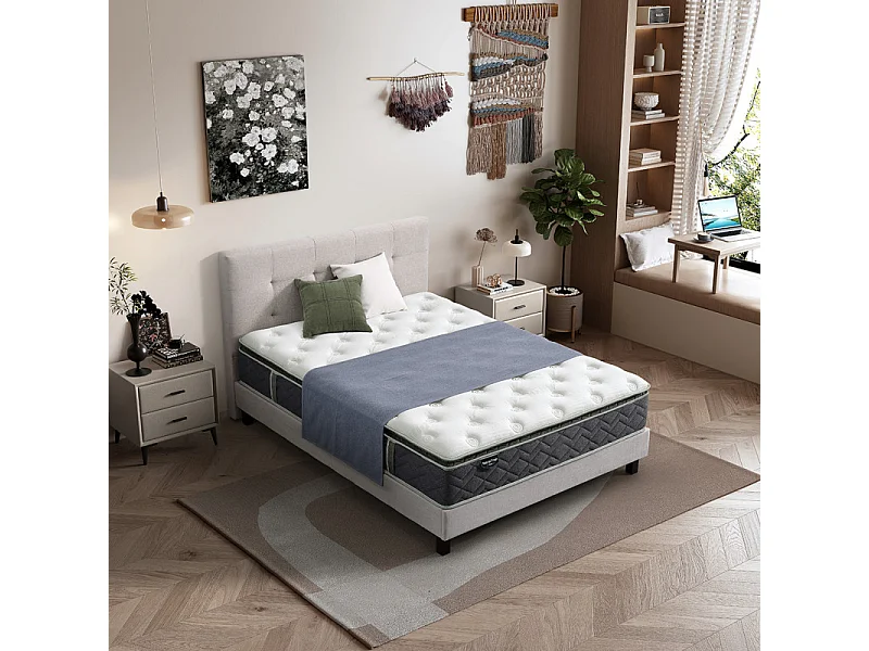 Matelas 140 x 190 cm hybride ressorts ensachés et mousses – SPIRIT