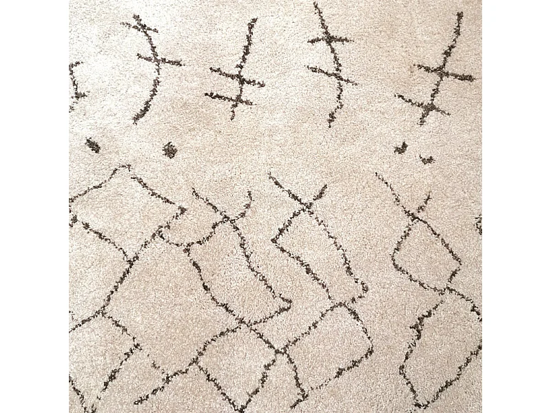 Tapis 120x170 cm beige et noir motif berbère ethnique - ANTOINE 1399