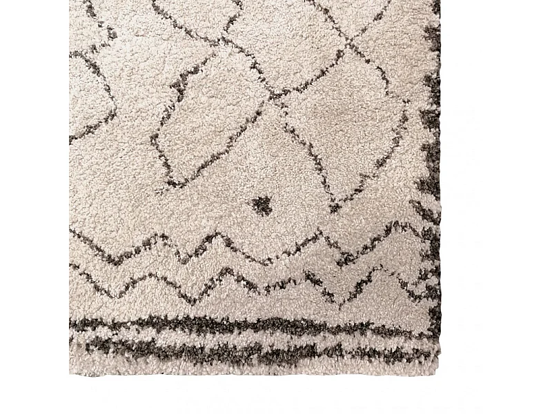 Tapis 120x170 cm beige et noir motif berbère ethnique - ANTOINE 1399