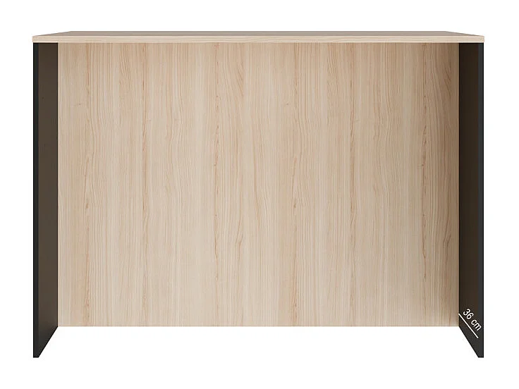 Ilot central rangement 3 portes 1 tiroir décor bois clair et noir - KEMA