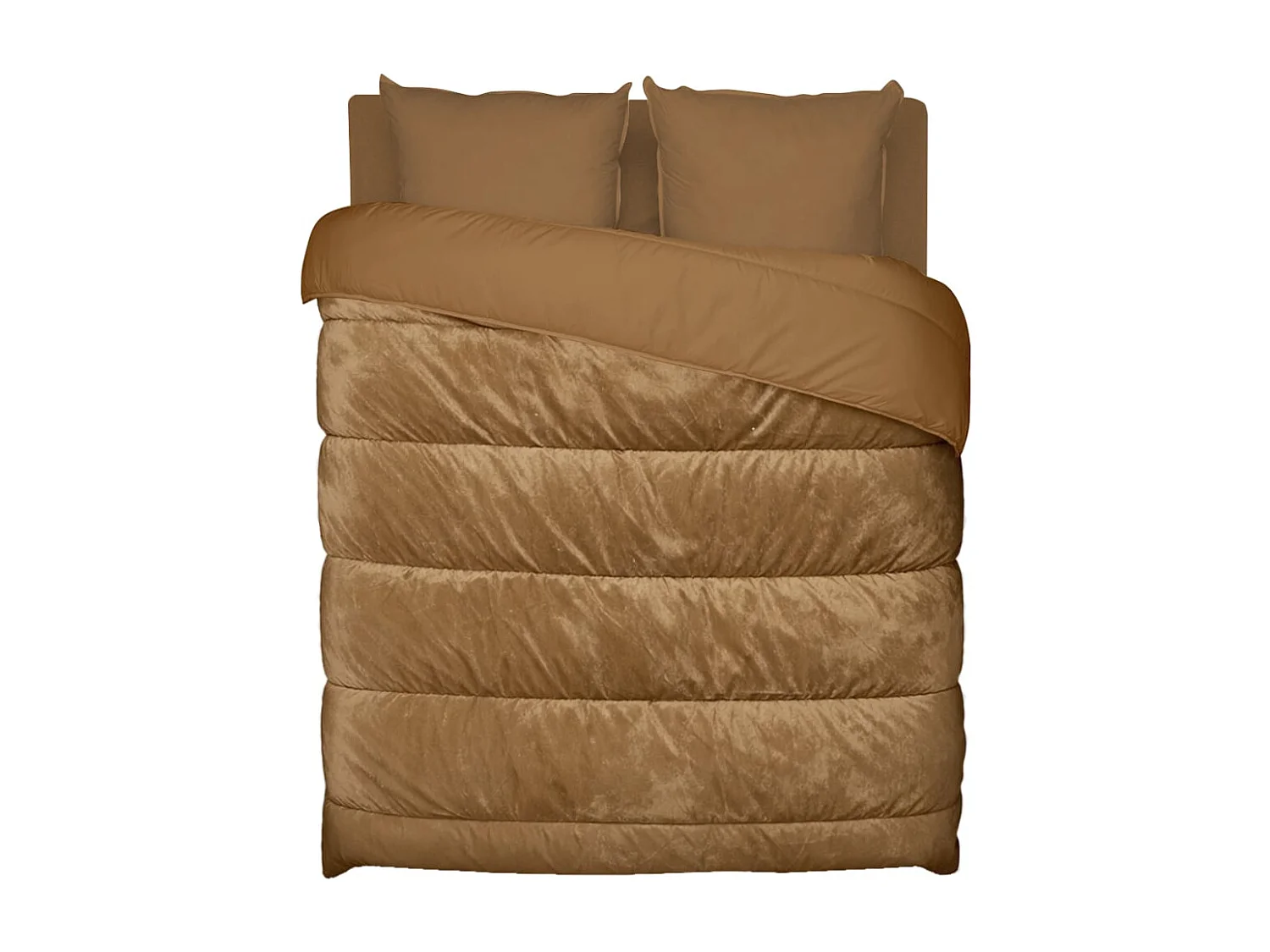 Couette réversible velours uni Moka - Chaude 300g/m2 - 200x200cm