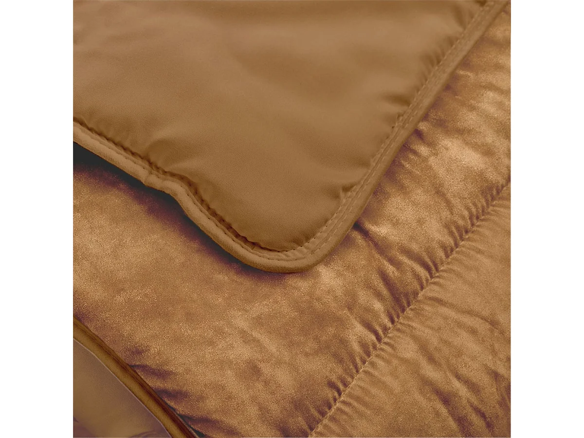 Couette réversible velours uni Moka - Chaude 300g/m2 - 200x200cm
