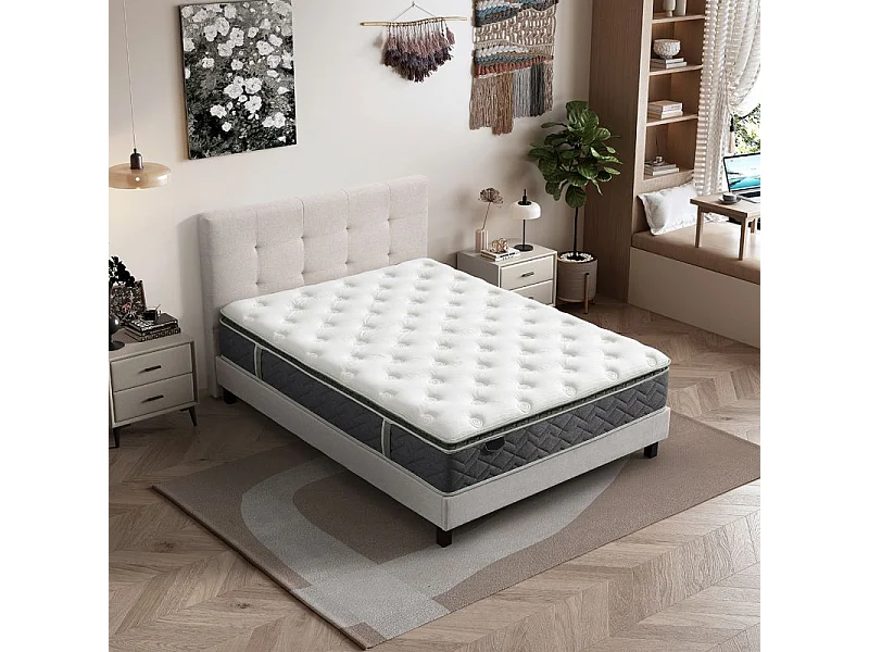 Matelas 160 x 200 cm hybride ressorts ensachés et mousses – SPIRIT