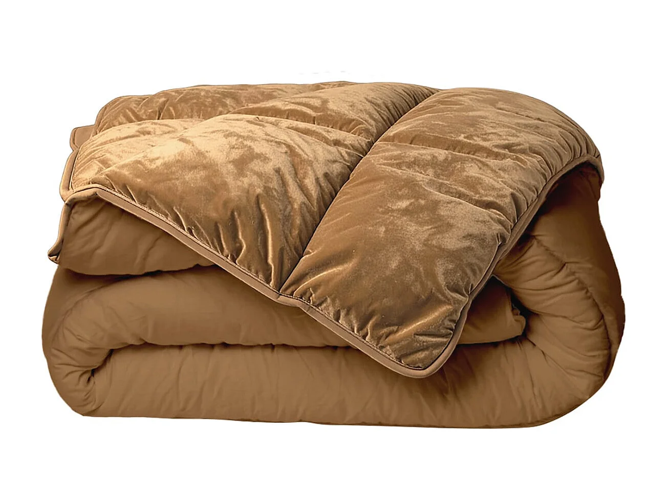 Couette réversible velours uni Moka - Chaude 300g/m2 - 220x240cm