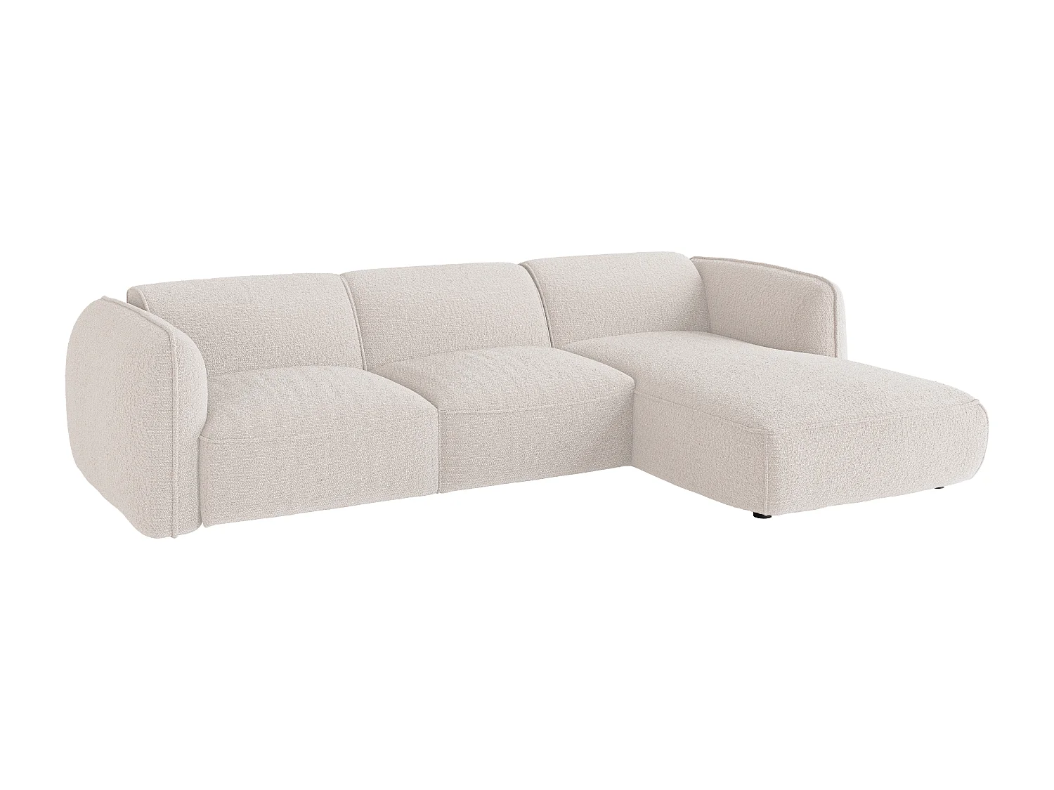 Canapé d'angle droit modulable en tissu chenille beige CAMILIO de Maison Céphy