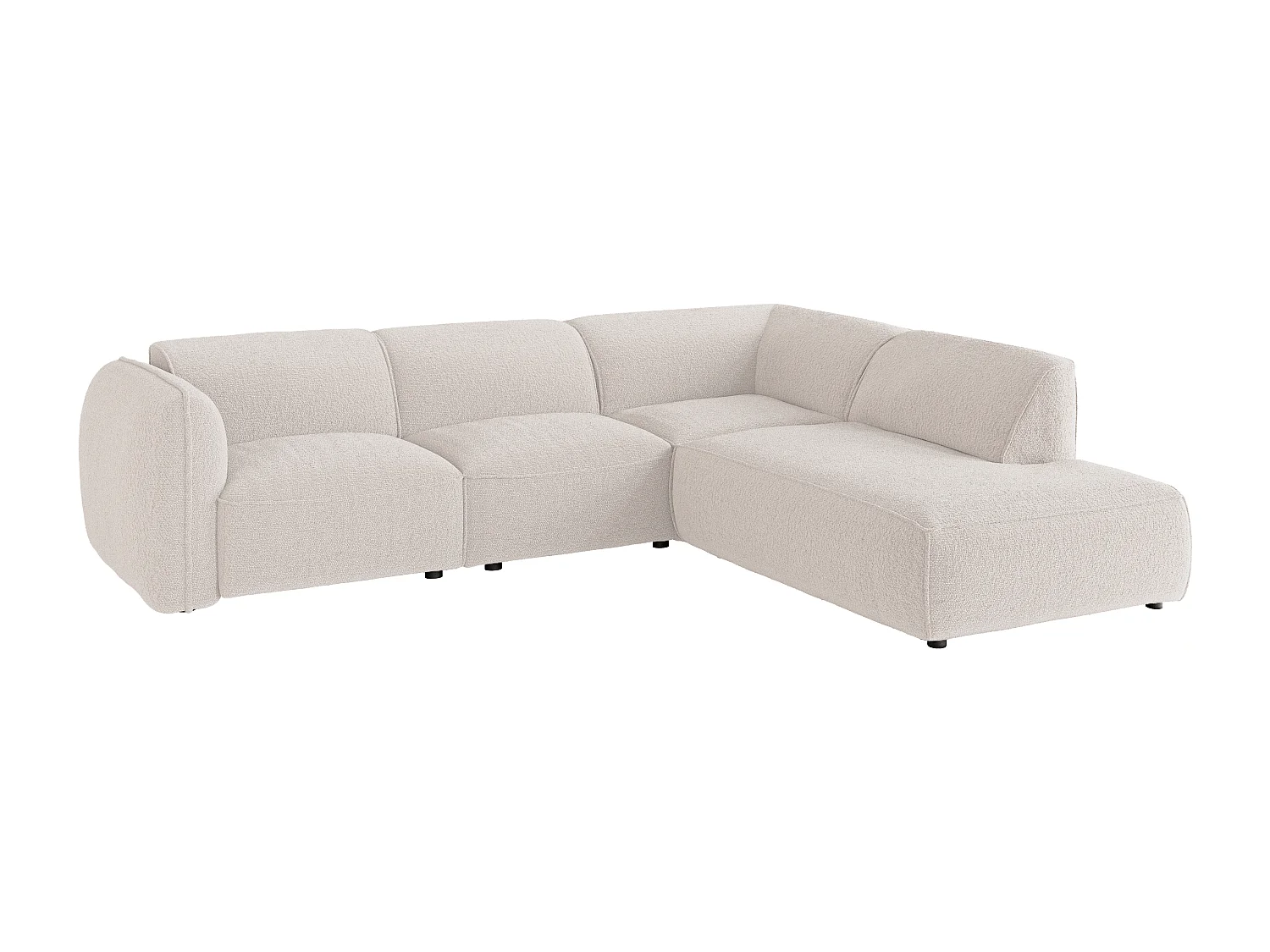 Canapé d'angle droit avec dossier modulable en tissu chenille beige CAMILIO de Maison Céphy