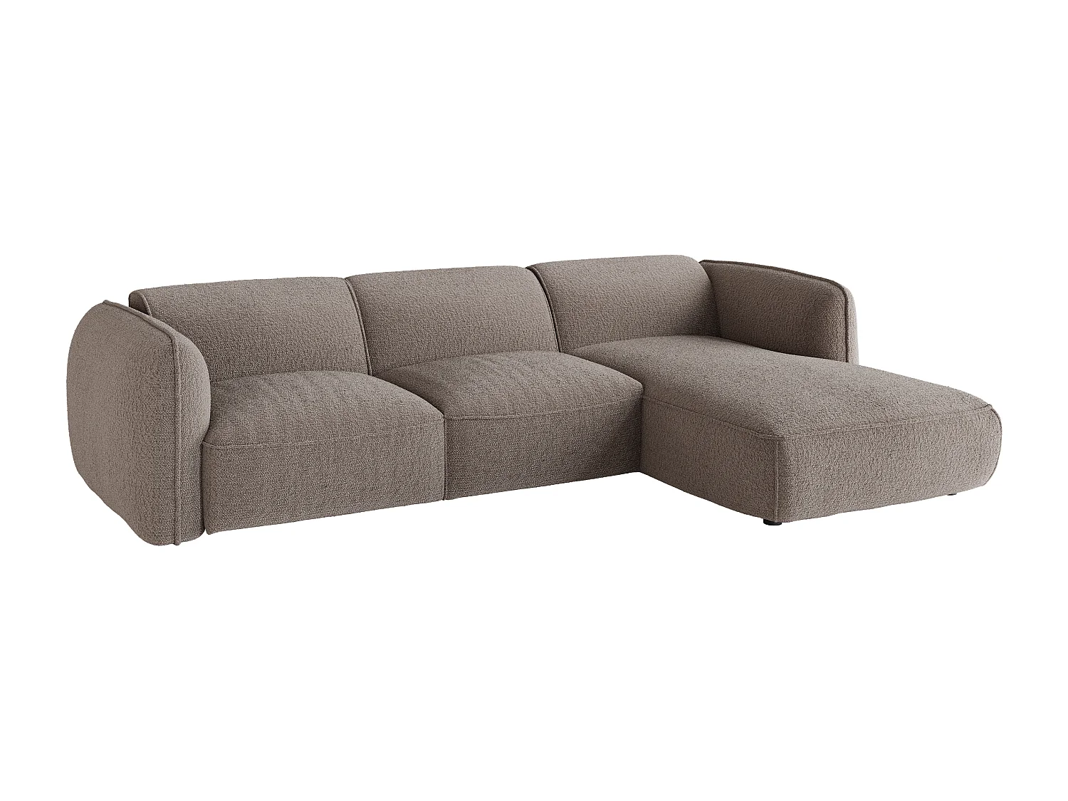 Canapé d'angle droit modulable en tissu chenille taupe CAMILIO de Maison Céphy