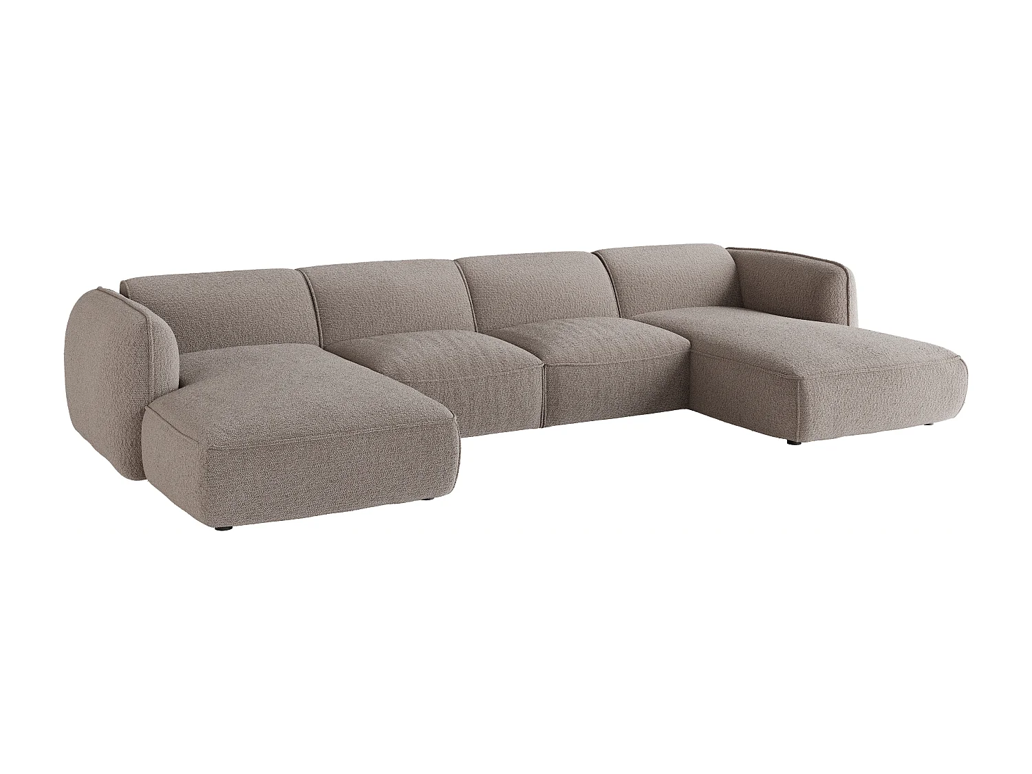 Canapé d'angle panoramique modulable en tissu chenille taupe CAMILIO de Maison Céphy