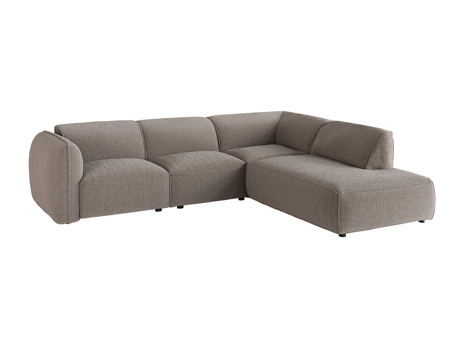 Canapé d'angle droit avec dossier modulable en tissu chenille taupe CAMILIO de Maison Céphy