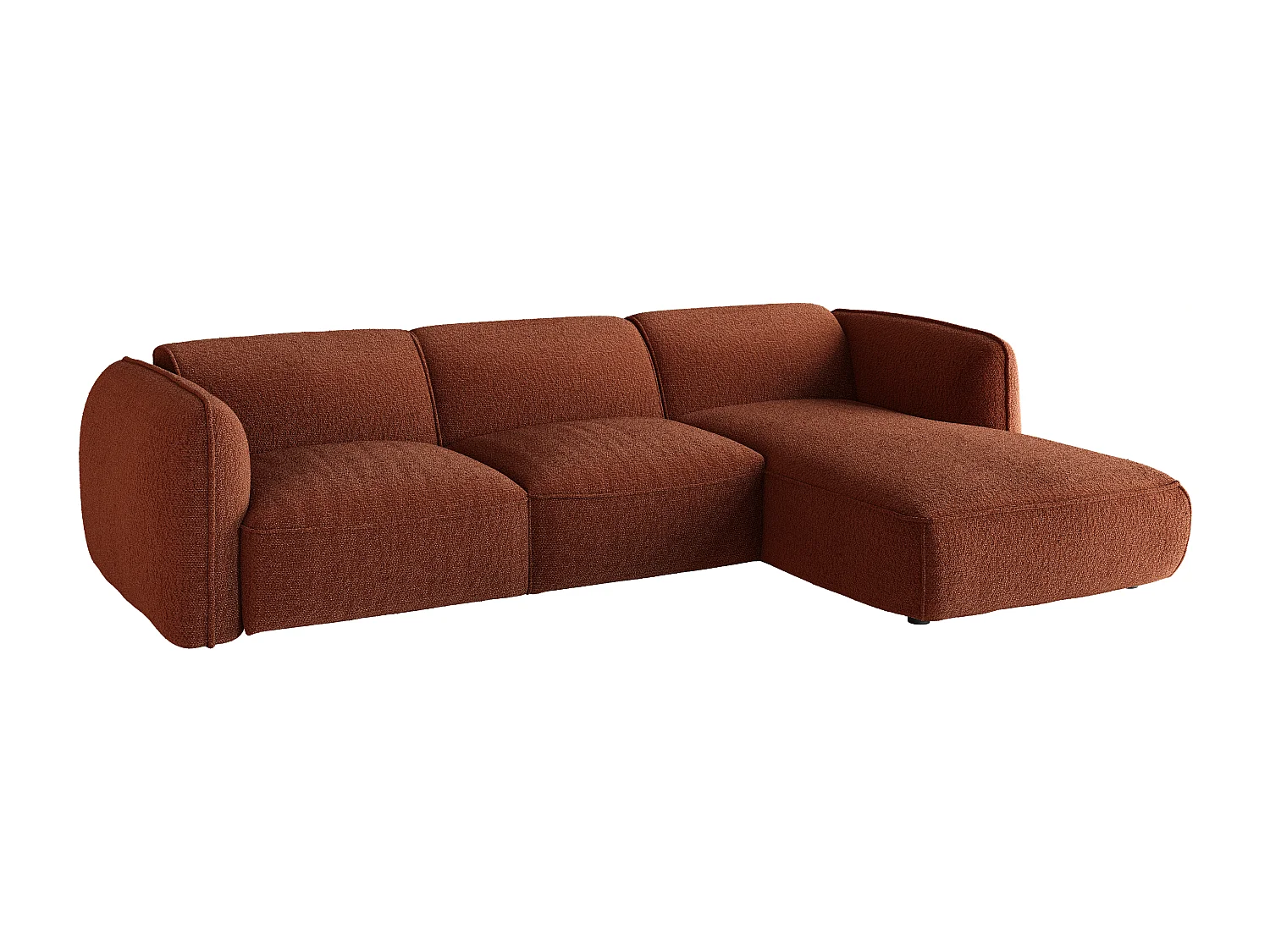Canapé d'angle droit modulable en tissu chenille terracotta CAMILIO de Maison Céphy