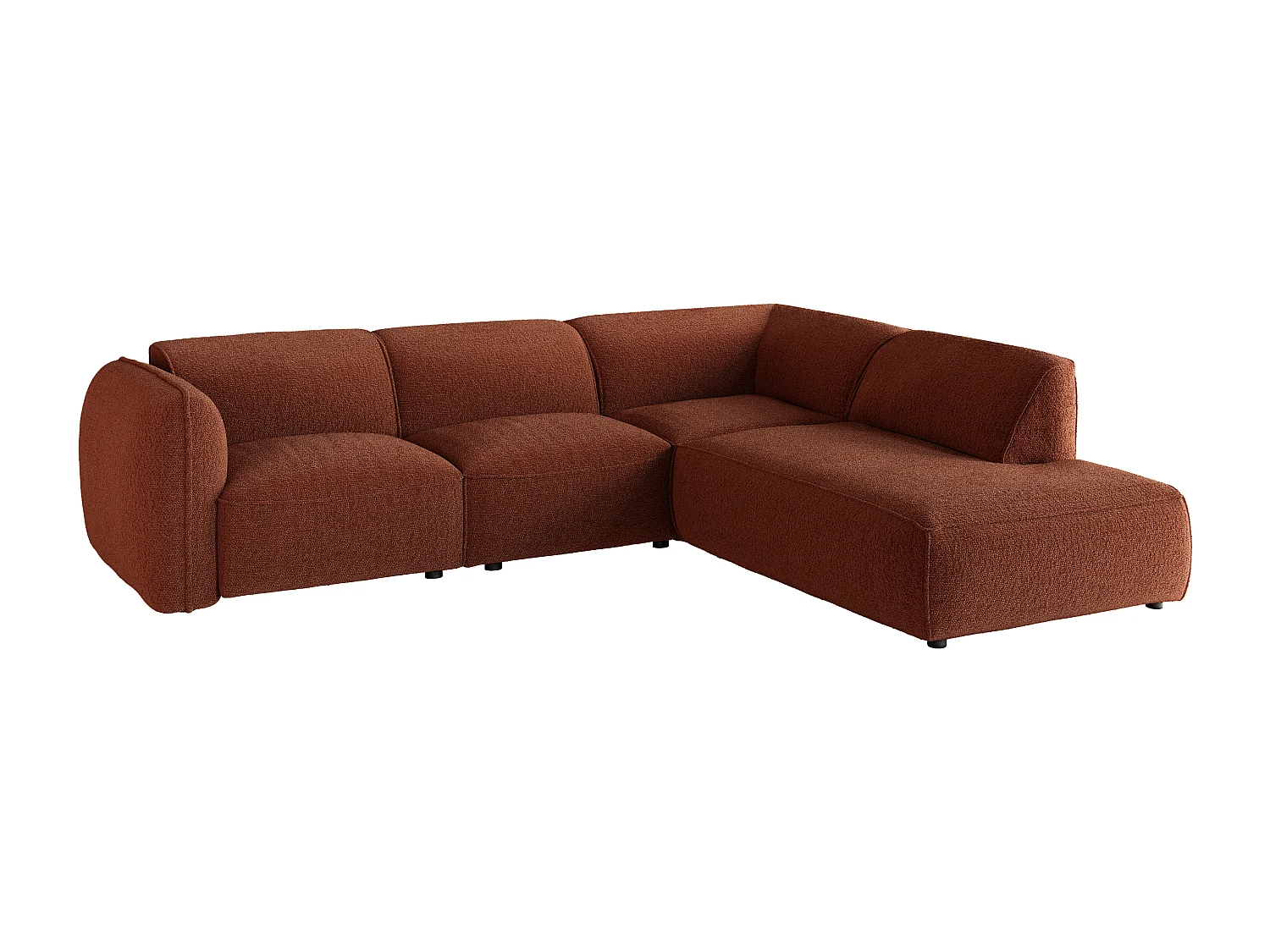 Canapé d'angle droit avec dossier modulable en tissu chenille terracotta CAMILIO de Maison Céphy