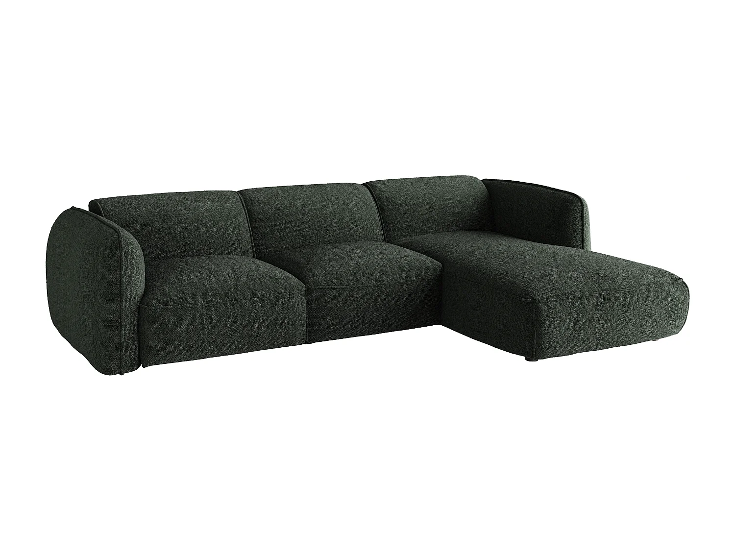 Canapé d'angle droit modulable en tissu chenille vert CAMILIO de Maison Céphy