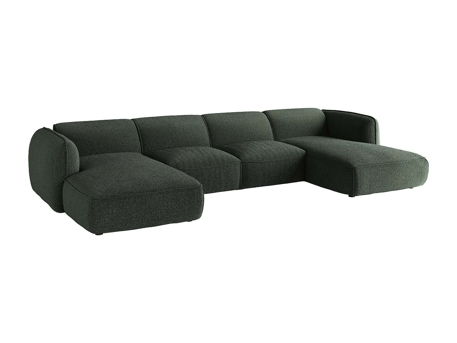 Canapé d'angle panoramique modulable en tissu chenille vert CAMILIO de Maison Céphy