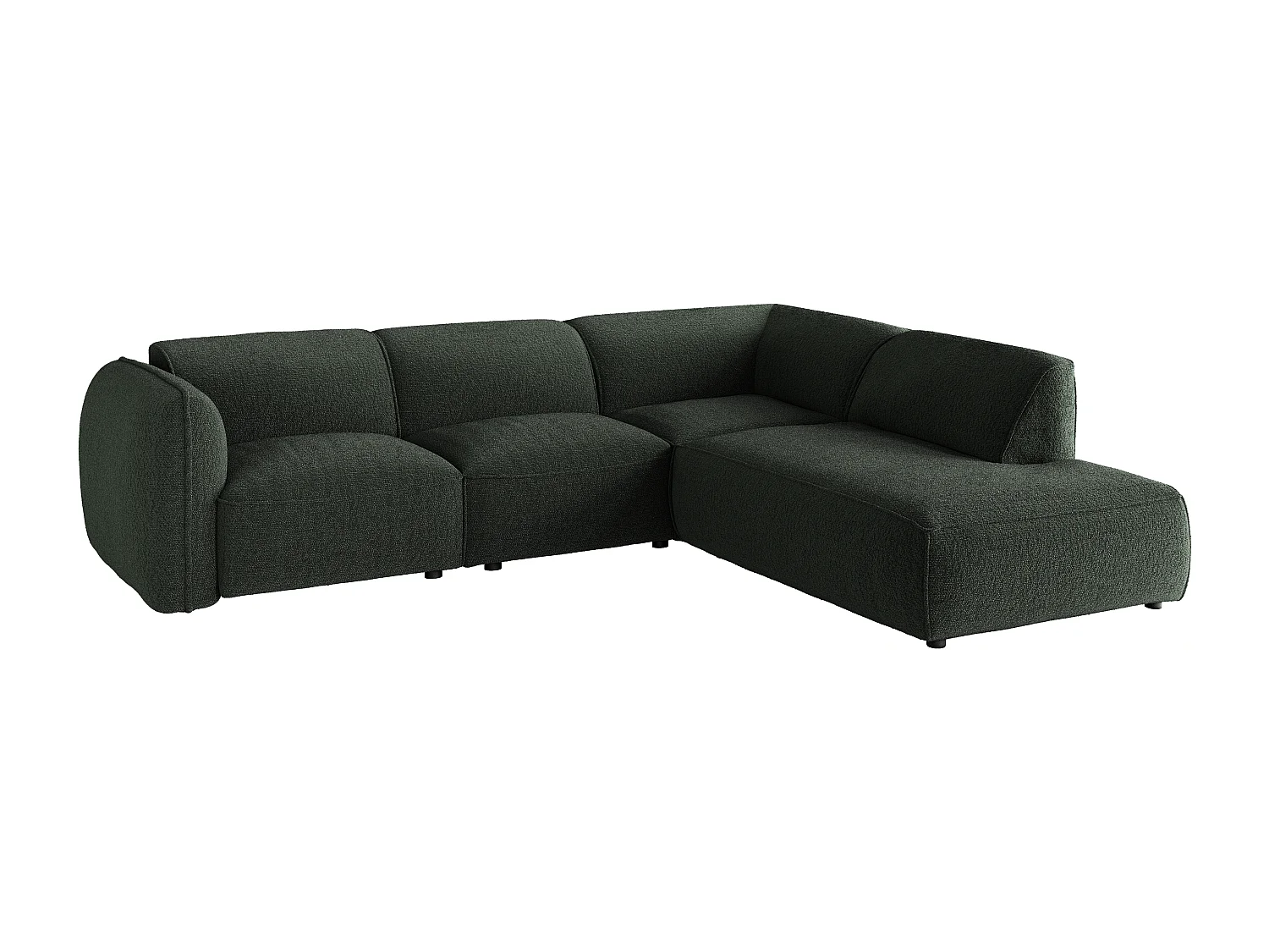 Canapé d'angle droit avec dossier modulable en tissu chenille vert CAMILIO de Maison Céphy
