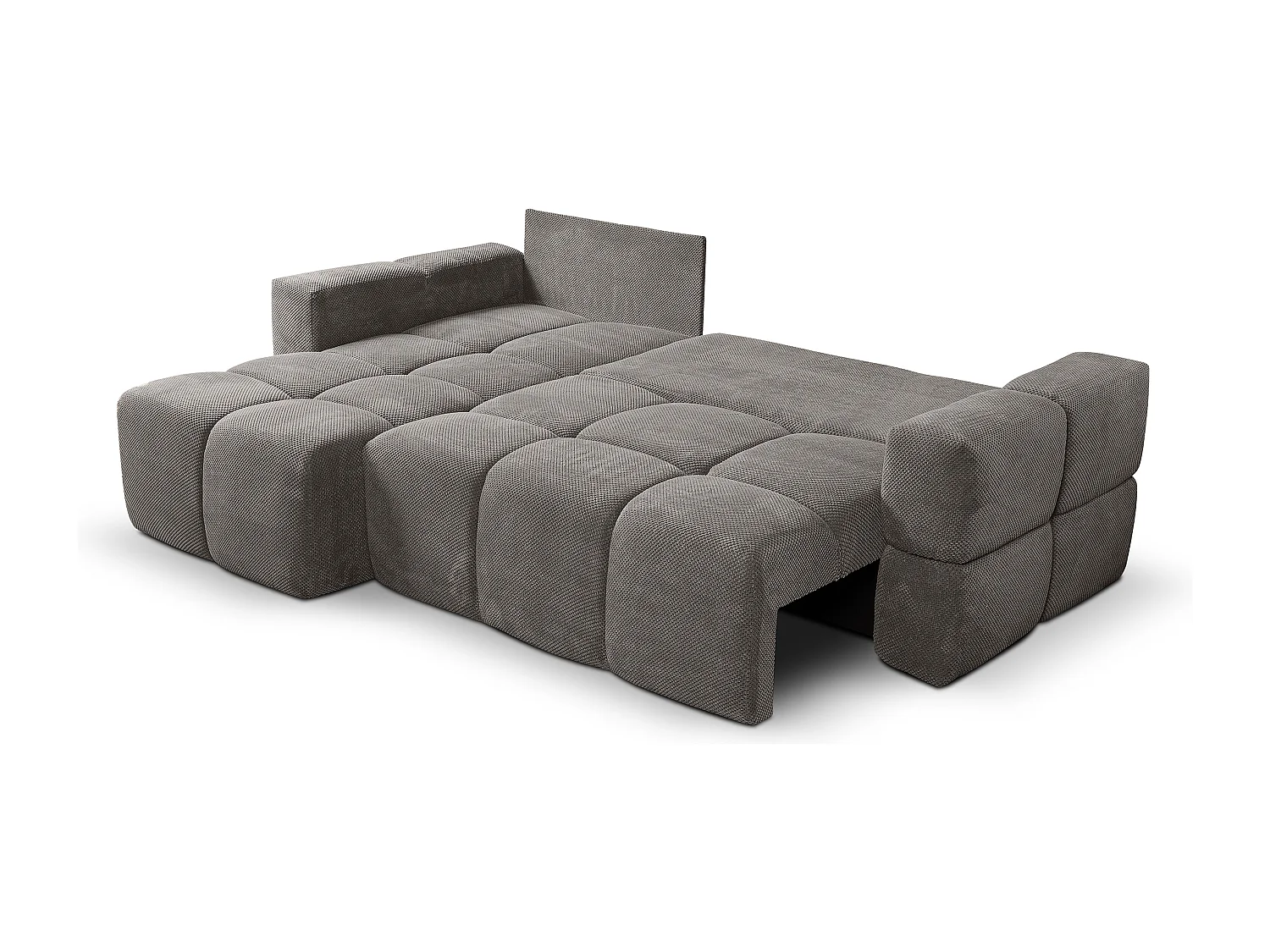 Canapé d’angle MODENA réversible convertible avec coffre – grand canapé salon, lit d’appoint, design moderne, tissu gris, confortable pour toute la famille