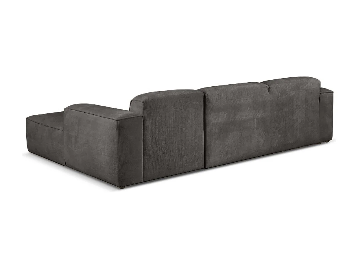 Canapé d’angle LUXOR L droit convertible avec coffre – canapé salon moderne, lit d’appoint, tissu brun chocolat, canapé familial confortable