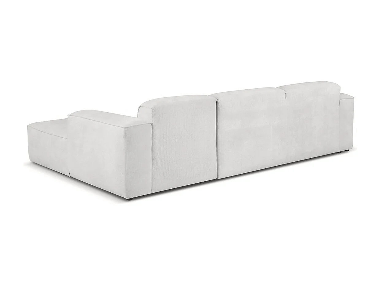 Canapé d’angle LUXOR L droit convertible avec coffre – canapé salon moderne, lit d’appoint, tissu gris clair, canapé familial confortable