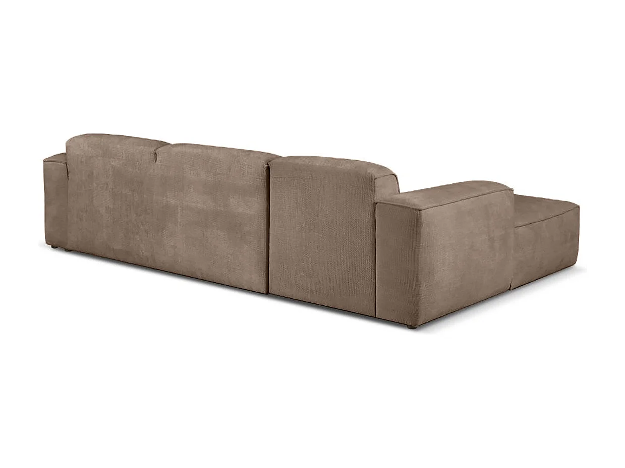 Canapé d’angle LUXOR L gauche convertible avec coffre – canapé salon moderne, lit d’appoint, tissu brun, canapé familial confortable