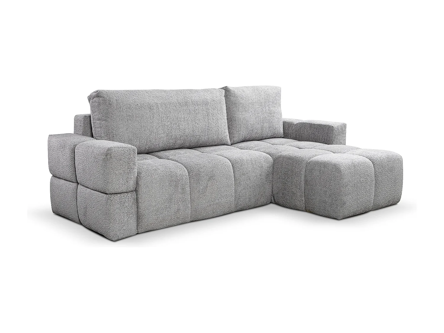 Canapé d’angle MODENA réversible convertible avec coffre – grand canapé salon, lit d’appoint, design moderne, tissu clair, confortable pour toute la famille