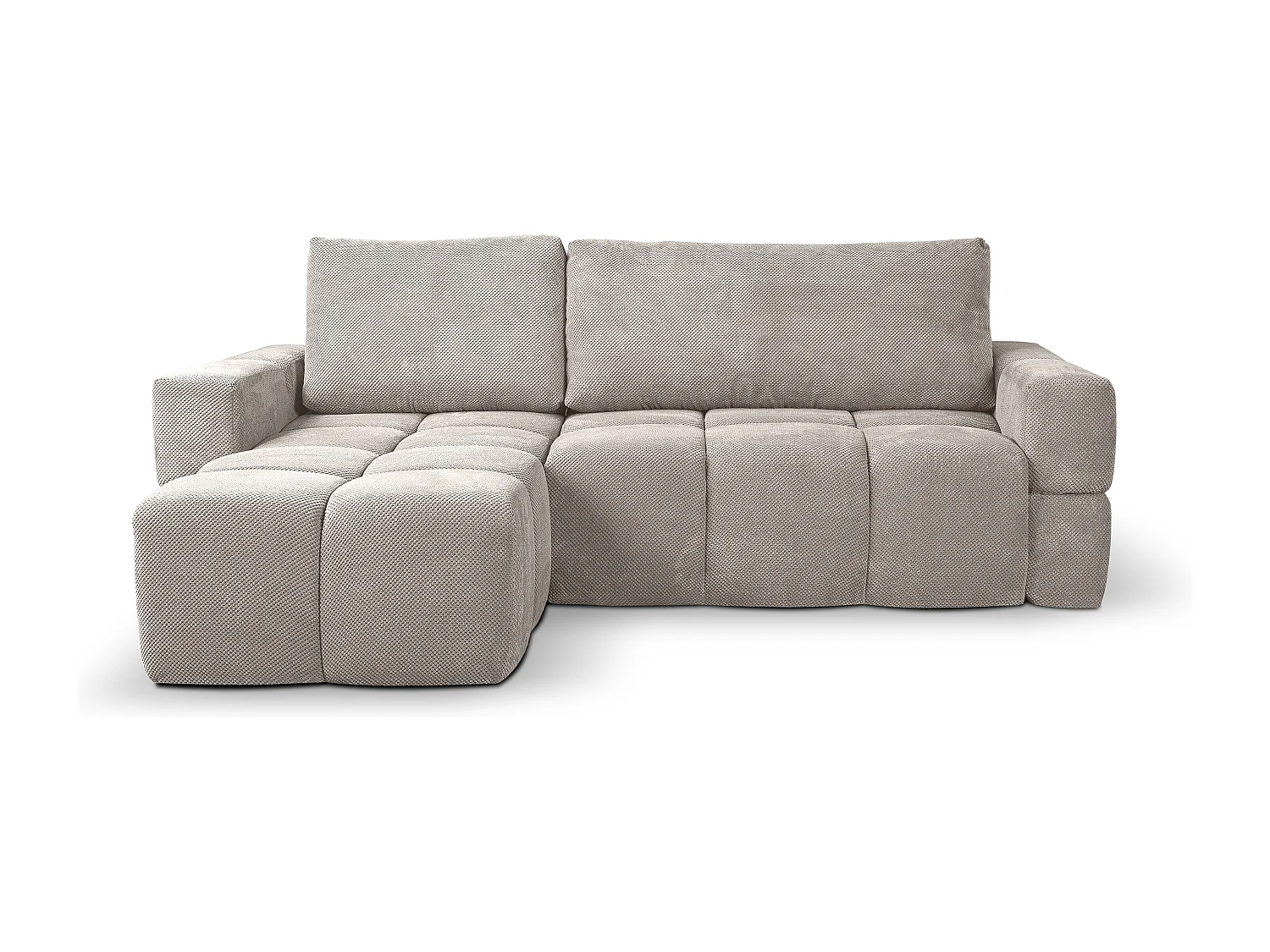 Canapé d’angle MODENA réversible convertible avec coffre – grand canapé salon, lit d’appoint, design moderne, tissu gris, confortable pour toute la famille