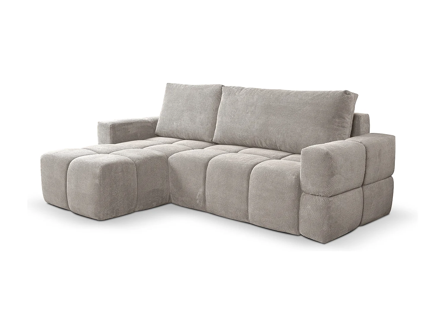 Canapé d’angle MODENA réversible convertible avec coffre – grand canapé salon, lit d’appoint, design moderne, tissu gris, confortable pour toute la famille