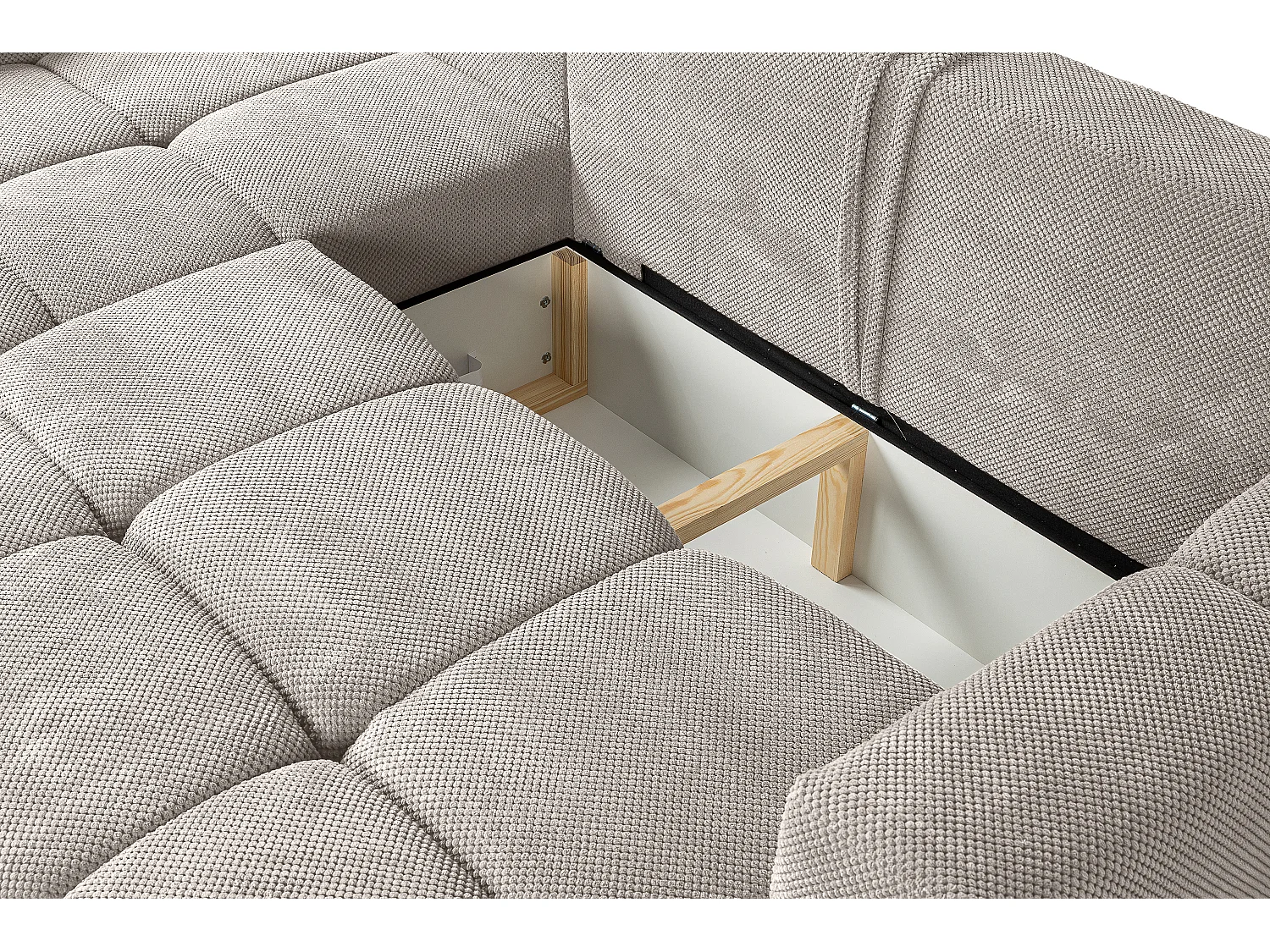 Canapé d’angle MODENA réversible convertible avec coffre – grand canapé salon, lit d’appoint, design moderne, tissu gris, confortable pour toute la famille