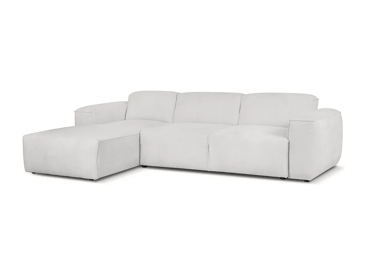 Canapé d’angle LUXOR L gauche convertible avec coffre – canapé salon moderne, lit d’appoint, tissu gris clair, canapé familial confortable