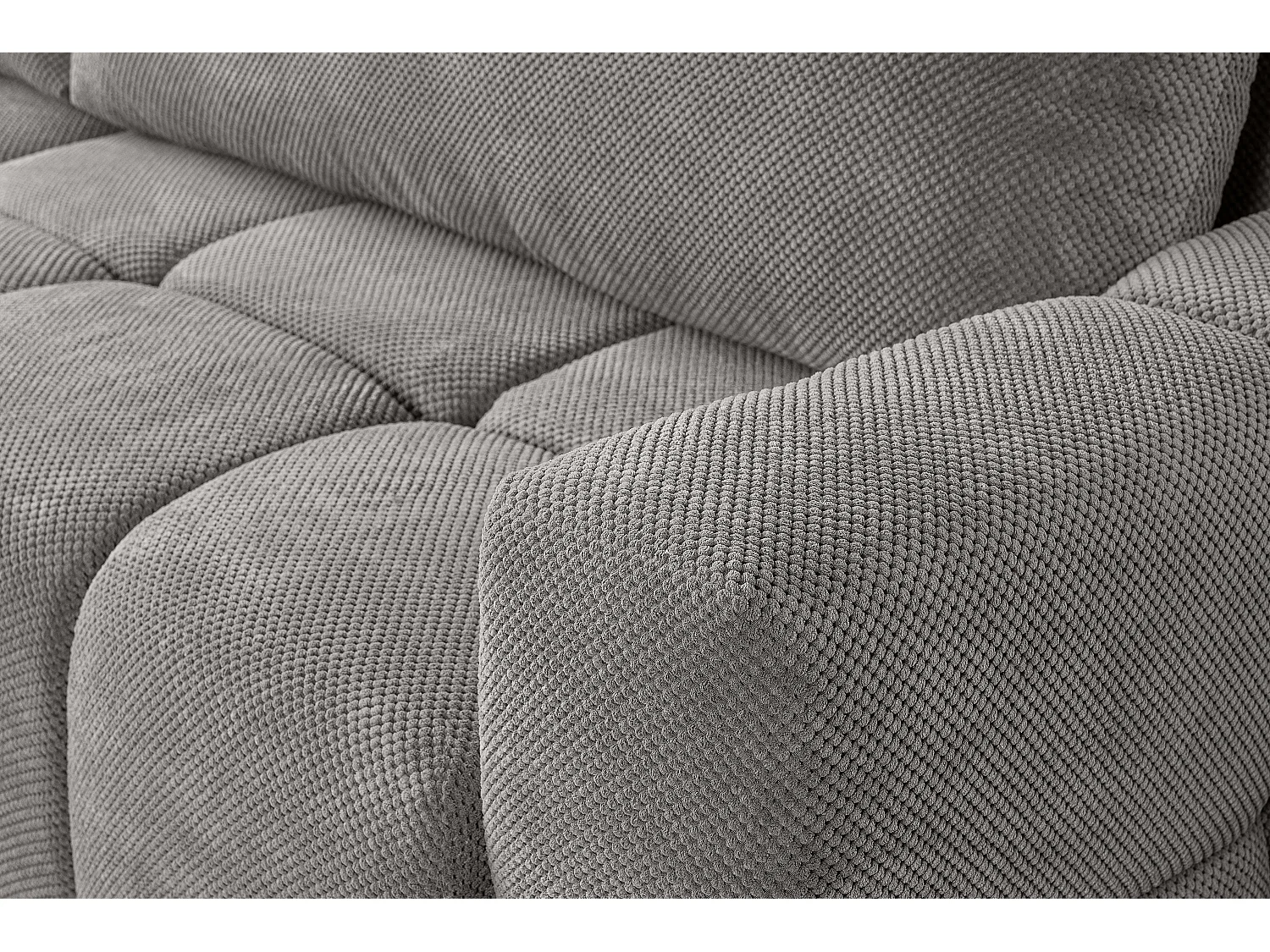 Canapé d’angle MODENA réversible convertible avec coffre – grand canapé salon, lit d’appoint, design moderne, tissu gris clair, confortable pour toute la famille